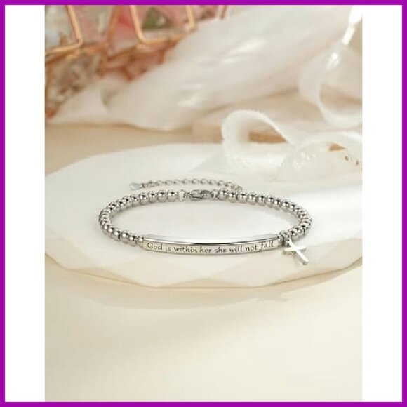 Inspirational Bible Verse Bracelet Stainless Steel 9" Adjustable Christian - Picture 5 of 8